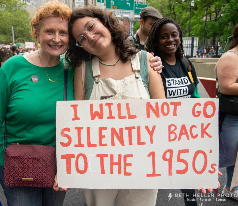 Jo Anne marching with her granddaughter at the Bans Off Our Bodies March on May 15, 2022